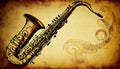 Brass saxophone background with an abstract vintage distressed texture Royalty Free Stock Photo