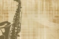 Brass saxophone background with an abstract vintage distressed texture Royalty Free Stock Photo
