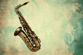 Brass saxophone background with an abstract vintage distressed texture Royalty Free Stock Photo