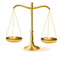 Brass scales of justice. Vector.