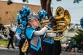 Brass section band playing the song. Royalty Free Stock Photo