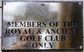 Brass Sign at the St. Andrews Golf Club Members Clubhouse Entrance