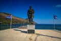 A brass statue in honor of the Greek Navy officer Ioannis Demestichas, who took the name `Kapetan Nikiforos` and fought for
