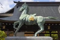 Brass statue of sacred horse at the Kushida ninja shrine grounds Royalty Free Stock Photo