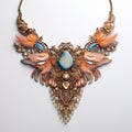 Brass And Stone Feather Necklace With Opal Crystals