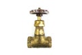 Brass stop water valve on white background. Top view Royalty Free Stock Photo