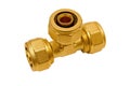 Brass tee for plastic pipes Royalty Free Stock Photo