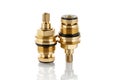 Brass tradition Faucet Cartridge. Swivel bronze bush for household plumbing isolated on white