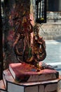 A Brass Trishul used in Hinduism in side Mahakali Temple