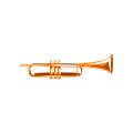 Brass trumpet, classical music wind instrument vector Illustration on a white background Royalty Free Stock Photo