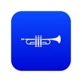Brass trumpet icon digital blue