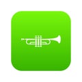 Brass trumpet icon digital green