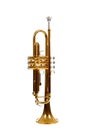 Brass trumpet on a white background