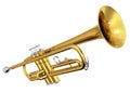 Brass trumpet on white background Royalty Free Stock Photo
