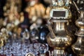 Brass utensils shop, Kathmandu market, Nepal Royalty Free Stock Photo