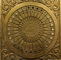 Brass vintage sun-dial with a calendar 1 Royalty Free Stock Photo