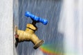 Brass water end of line valve with artificial rain and rainbow