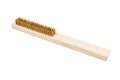 Brass Wire brush wish wooden handled on white background.