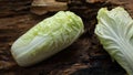 Brassica rapa subsp. pekinensis on wooden background Royalty Free Stock Photo