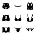 Brassiere icons set, simple style