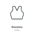 Brassiere outline vector icon. Thin line black brassiere icon, flat vector simple element illustration from editable clothes