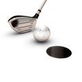 Brassy for golf with a ball near a black hole