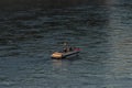 Bratislava capital in summer evening with color sunset boat and river Donau