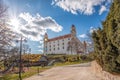 Bratislava Castle or Bratislavsky Hrad in Bratislava, capital city of Slovakia during spring day. Bratislava Castle is on hill Royalty Free Stock Photo