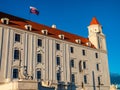 Bratislava castle with flag on its roof Royalty Free Stock Photo