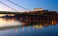 Bratislava castle and novy bridge at sunset Royalty Free Stock Photo