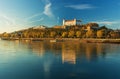 Bratislava castle,parliament and Danube river,Slovakia