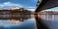 Bratislava castle with SNP bridge at night, Slovakia Royalty Free Stock Photo