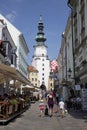 Bratislava, the city skyline, St. Michael`s gate.