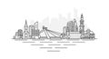 Bratislava City, Slovakia architecture line skyline illustration. Linear vector cityscape with famous landmarks, city