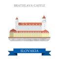 Bratislava Grad Castle Slovakia flat vector attraction sight