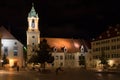 Bratislava old town hall square at night Slovakia Royalty Free Stock Photo