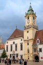 Vertical view of tourists visiting the Old Town Hall