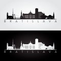 Bratislava skyline and landmarks silhouette