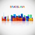 Bratislava skyline silhouette in colorful geometric style. Royalty Free Stock Photo