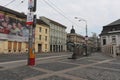 Bratislava, Slovakia - April, 2011: bus stop near Presidential Palace on Stefanikova street. Royalty Free Stock Photo
