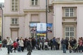 Bratislava, Slovakia - April, 2011: 2011 IIHF World Championship banner on Primatial Palace view from Primate`s Square.