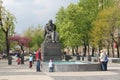 Bratislava, Slovakia - April, 2011: people near Pavol Orszagh Hviezdoslav monument.