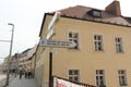 Bratislava, Slovakia - April, 2011: pointer signs indicate directions to main attractions of city.