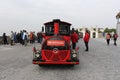 Bratislava, Slovakia - April, 2011: small red steam touristic train in Bratislava castle.