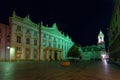 Classical style illuminated Primate`s Palace in Bratislava Slovakia at night