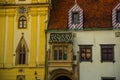 BRATISLAVA, SLOVAKIA: Mestske Muzeum. Bell tower of Old Town Hall. Bratislava City Museum on Main square in Bratislava Royalty Free Stock Photo