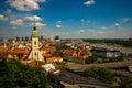 Bratislava, Slovakia: View on Bratislava city with St. Martin`s Cathedral and Danube river