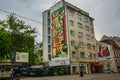 Bratislava, Slovakia. Graffiti. Beautiful modern pattern on the facade of the building