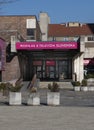 The Slovak Radio Building (Budova Slovenskeho rozhlasu) shaped like an upside down Royalty Free Stock Photo