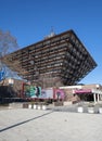 The Slovak Radio Building (Budova Slovenskeho rozhlasu) shaped like an upside down